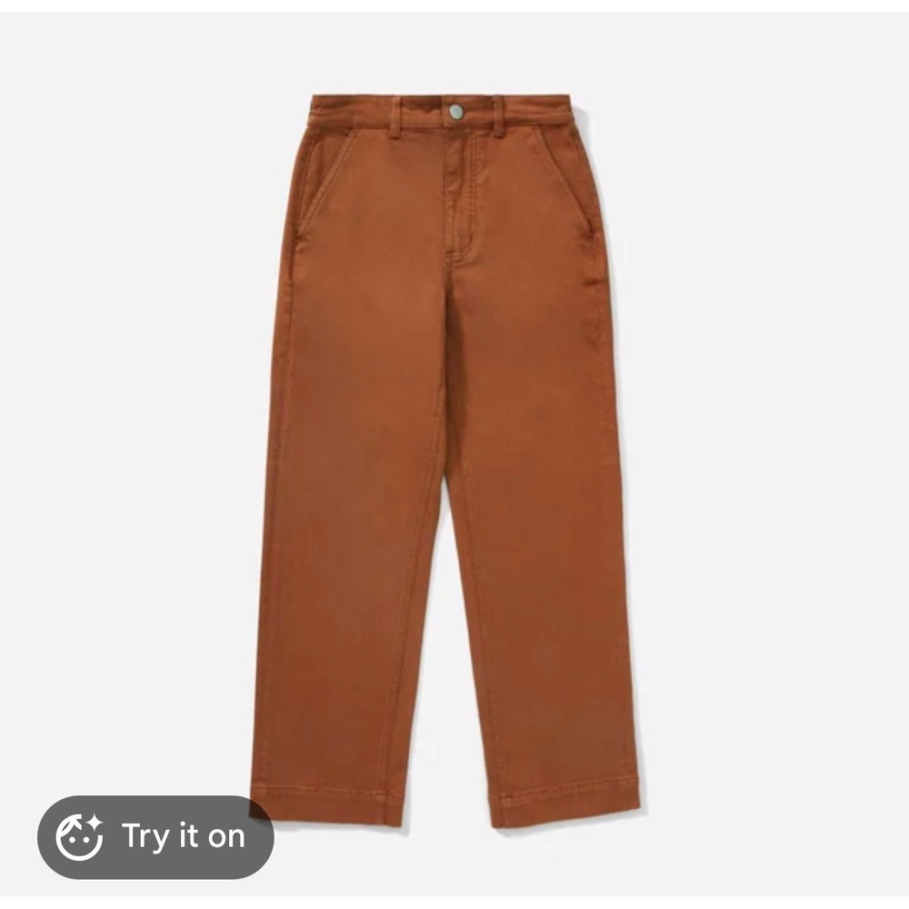 Everlane The Straight Leg Crop Pants Copper Brown Stretch Twill Size 10 Regular